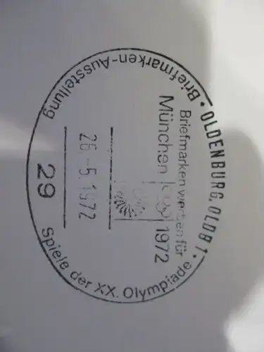 Stempelkarte mit Sonderstempel: Oldenburg, Spiele der XX. Olympiade