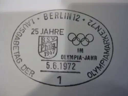 Stempelkarte mit Sonderstempel: Berlin, Spiele der XX. Olympiade