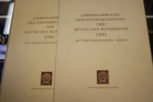 Jahressammlung der Postwertzeichen der Deutschen Bundespost 1991 mit Ersttagsstempel Bonn