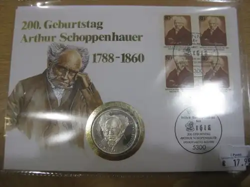 Numisbrief, Münzbrief Bundesrepublik Deutschland:
Schopenhauer