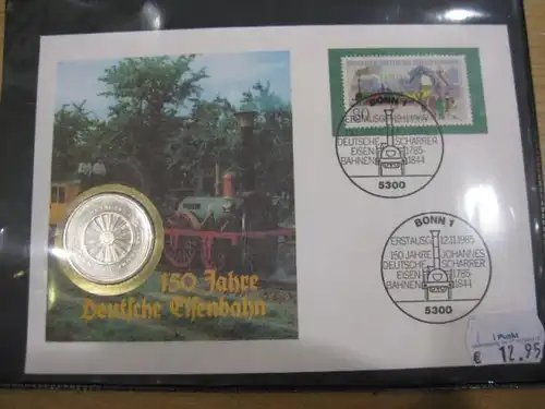 Numisbrief, Münzbrief Bundesrepublik Deutschland: 150 Jahre Deutsche Eisenbahn