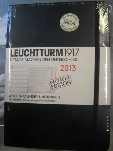 LEUCHTTURM 1917 - Wochenkalender und Notizbuch für 2013 Kalender, Umschlagfarbe: schwarz