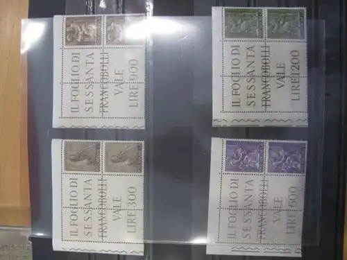 Vatikan, Vatican : Freimarken Dauerserie von 1966, Die Arbeit des Menschen; Komplette Serie von 12 Werten, inclusive der Eilmarken, Michel-Nr. 490 - 501 **
Besonderheit: Jeweils mit kompletten Textfeld als 6er-Block