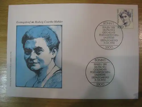 Ersttagsbrief Künstler- Ersttagsbrief FDC der Deutsche Postphilatelie:Dauerserie Frauen Hedwig Courths-Mahler