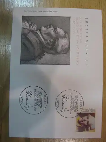 Ersttagsbrief Künstler- Ersttagsbrief FDC der Deutsche Postphilatelie:Lichtenberg