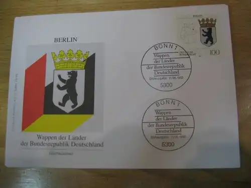 Ersttagsbrief Künstler- Ersttagsbrief FDC der Deutsche Postphilatelie:Länderwappen Berlin