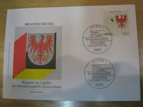Ersttagsbrief Künstler- Ersttagsbrief FDC der Deutsche Postphilatelie:Länderwappen Brandenburg