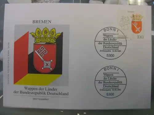 Ersttagsbrief Künstler- Ersttagsbrief FDC der Deutsche Postphilatelie: Wappen der Länder Bremen