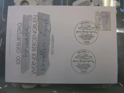 Ersttagsbrief Künstler- Ersttagsbrief FDC der Deutsche Postphilatelie: W. Bergengruen