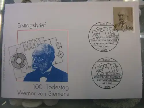 Ersttagsbrief Künstler- Ersttagsbrief FDC der Deutsche Postphilatelie: Werner von Siemens