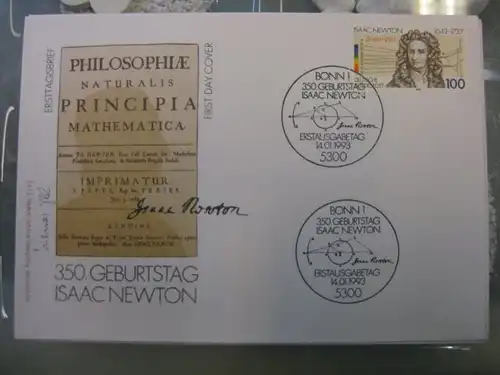 Ersttagsbrief Künstler- Ersttagsbrief FDC der Deutsche Postphilatelie: Isaac Newton
