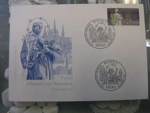 Ersttagsbrief Künstler- Ersttagsbrief FDC der Deutsche Postphilatelie: Johannes von Nepomuk