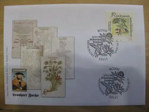 Ersttagsbrief Künstler- Ersttagsbrief FDC der Deutsche Postphilatelie: Leonhart Fuchs