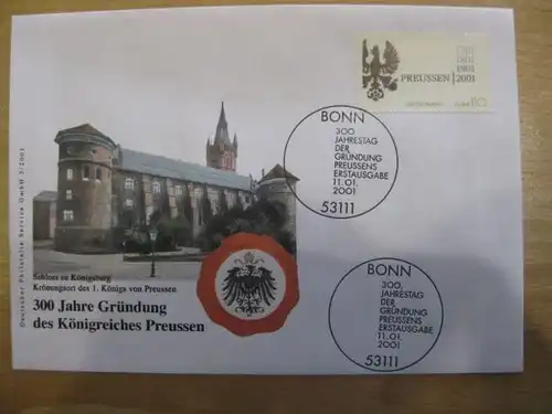 Ersttagsbrief Künstler- Ersttagsbrief FDC der Deutsche Postphilatelie: Gründung Königreich Preussen