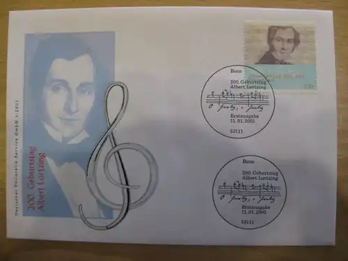 Ersttagsbrief Künstler- Ersttagsbrief FDC der Deutsche Postphilatelie: A. Lortzing