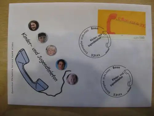 Ersttagsbrief Künstler- Ersttagsbrief FDC der Deutsche Postphilatelie: Kinder- u. Jugendtelefon