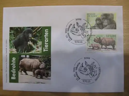 Ersttagsbrief Künstler- Ersttagsbrief FDC der Deutsche Postphilatelie: Bedrohte Tierarten