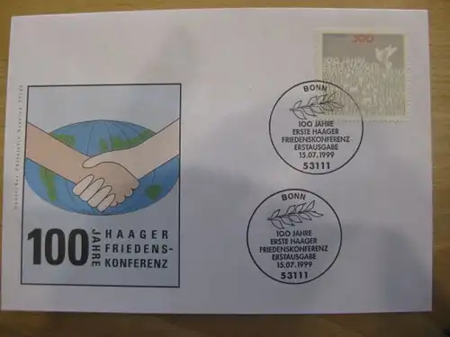 Ersttagsbrief Künstler- Ersttagsbrief FDC der Deutsche Postphilatelie: Haager Friedenskonferenz