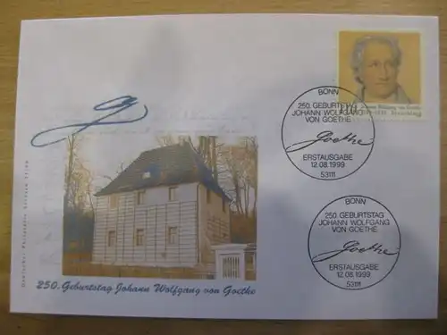 Ersttagsbrief Künstler- Ersttagsbrief FDC der Deutsche Postphilatelie: Goethe