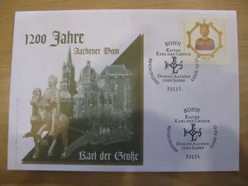 Ersttagsbrief Künstler- Ersttagsbrief FDC der Deutsche Postphilatelie: Aachener Dom 