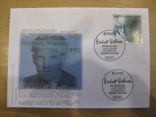 Ersttagsbrief Künstler- Ersttagsbrief FDC der Deutsche Postphilatelie: H. Wehner