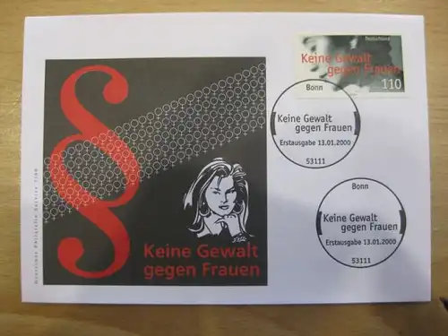 Ersttagsbrief Künstler- Ersttagsbrief FDC der Deutsche Postphilatelie: Keine Gewalt gegen Frauen