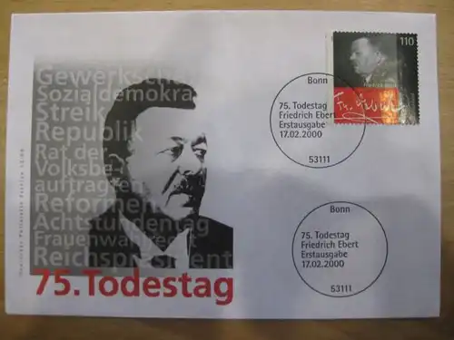Ersttagsbrief Künstler- Ersttagsbrief FDC der Deutsche Postphilatelie: Ebert