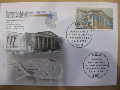 Ersttagsbrief Künstler- Ersttagsbrief FDC der Deutsche Postphilatelie:Länderparlamente: Niedersachsen