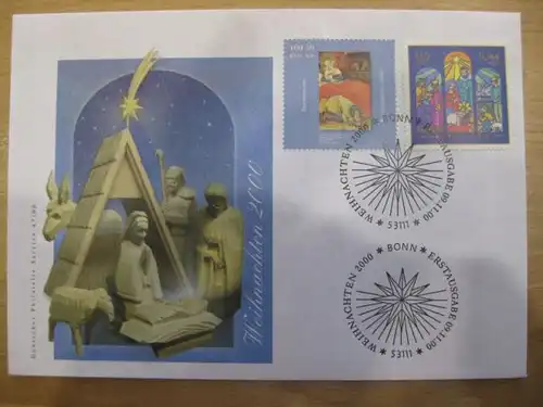 Ersttagsbrief Künstler- Ersttagsbrief FDC der Deutsche Postphilatelie: Weihnachten 2000