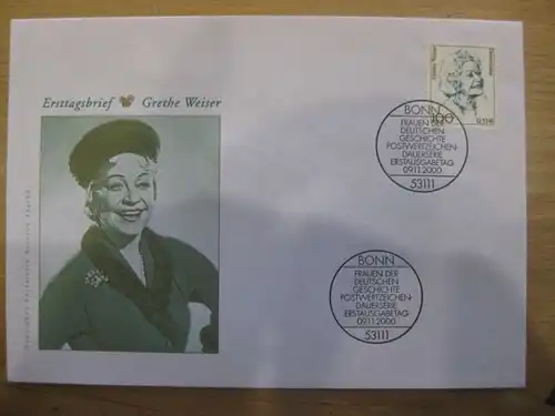Ersttagsbrief Künstler- Ersttagsbrief FDC der Deutsche Postphilatelie: Frauen: Grethe Weiser