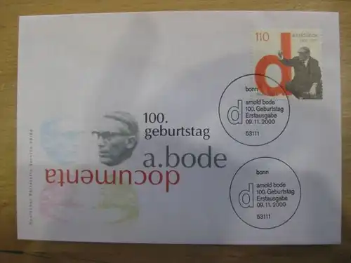 Ersttagsbrief Künstler- Ersttagsbrief FDC der Deutsche Postphilatelie: A. Bode