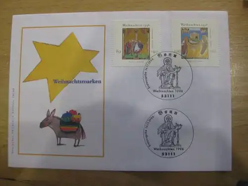 Ersttagsbrief Künstler- Ersttagsbrief FDC der Deutsche Postphilatelie: Weihnachtsmarken 1996