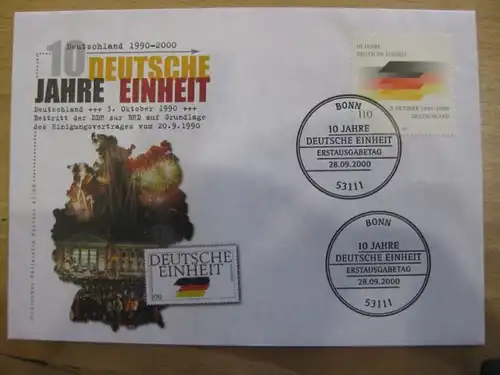 Ersttagsbrief Künstler- Ersttagsbrief FDC der Deutsche Postphilatelie: 10 Jahre Deutsche Einheit