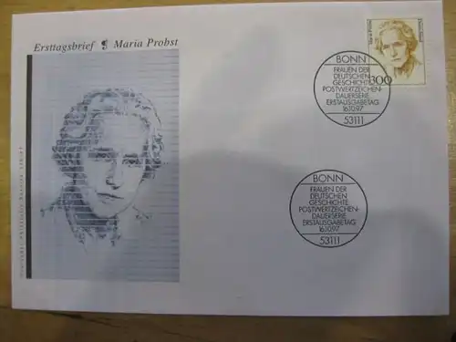 Ersttagsbrief Künstler- Ersttagsbrief FDC der Deutsche Postphilatelie:Frauen: Maria Probst