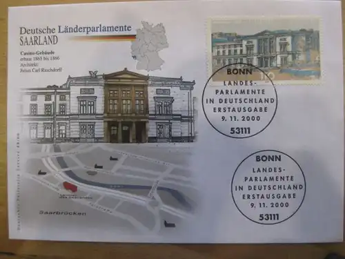 Ersttagsbrief Künstler- Ersttagsbrief FDC der Deutsche Postphilatelie:Länderparlamente: Saarland
