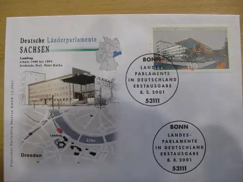 Ersttagsbrief Künstler- Ersttagsbrief FDC der Deutsche Postphilatelie:Länderparlamente: Sachsen