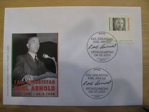 Ersttagsbrief Künstler- Ersttagsbrief FDC der Deutsche Postphilatelie:Karl Arnold