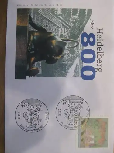 Ersttagsbrief Künstler- Ersttagsbrief FDC der Deutsche Postphilatelie:Heidelberg