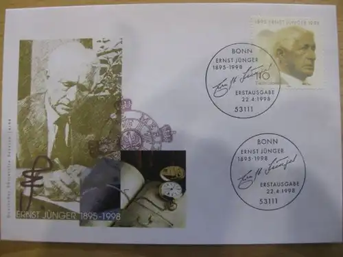 Ersttagsbrief Künstler- Ersttagsbrief FDC der Deutsche Postphilatelie: Ernst Jünger