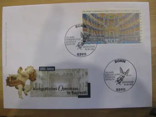 Ersttagsbrief Künstler- Ersttagsbrief FDC der Deutsche Postphilatelie: Opernhaus Bayreuth