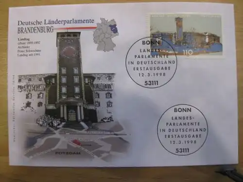 Ersttagsbrief Künstler- Ersttagsbrief FDC der Deutsche Postphilatelie: Länderparlamente: Brandenburg