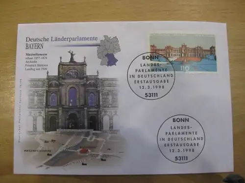 Ersttagsbrief Künstler- Ersttagsbrief FDC der Deutsche Postphilatelie: Länderparlamente: Bayern