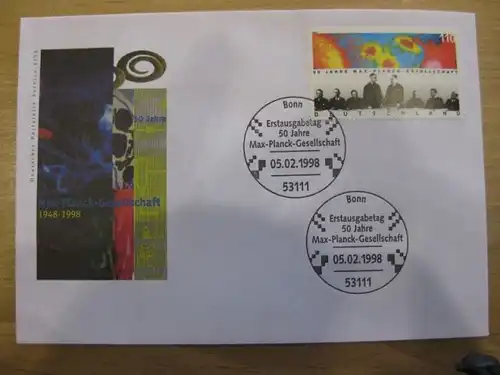 Ersttagsbrief Künstler- Ersttagsbrief FDC der Deutsche Postphilatelie: Max-Planck-Gesellschaft