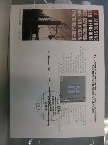 Ersttagsbrief Künstler- Ersttagsbrief FDC der Deutsche Postphilatelie: Befreiung aus den KL , KZ