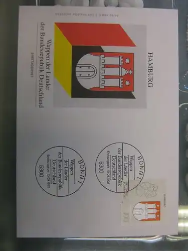 Ersttagsbrief Künstler- Ersttagsbrief FDC der Deutsche Postphilatelie: Wappen der Länder: Hamburg