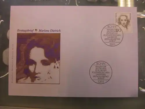 Ersttagsbrief Künstler- Ersttagsbrief FDC der Deutsche Postphilatelie: Frauen: M. Dietrich