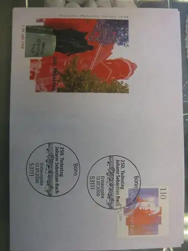 Ersttagsbrief Künstler- Ersttagsbrief FDC der Deutsche Postphilatelie: J. S. Bach