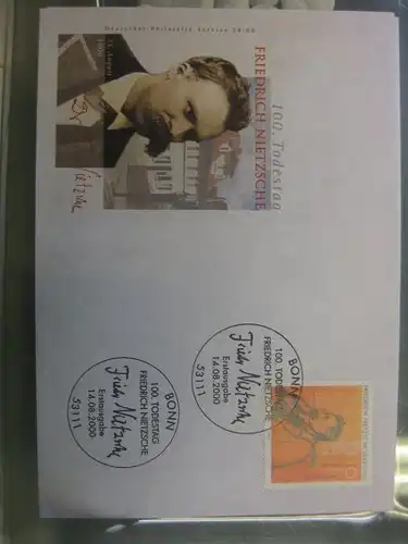 Ersttagsbrief Künstler- Ersttagsbrief FDC der Deutsche Postphilatelie: Nietzsche