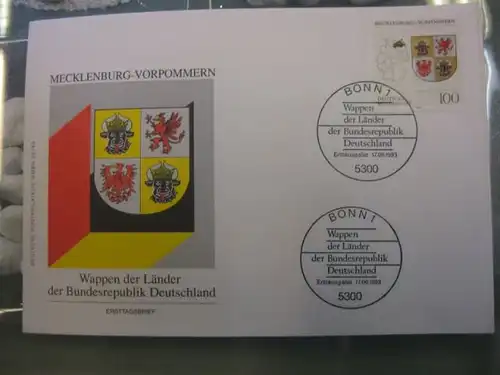 Ersttagsbrief Künstler- Ersttagsbrief FDC der Deutsche Postphilatelie: Wappen der Länder: Mecklenburg-Vorpommern