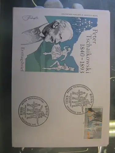 Ersttagsbrief Künstler- Ersttagsbrief FDC der Deutsche Postphilatelie: Tschaikowski